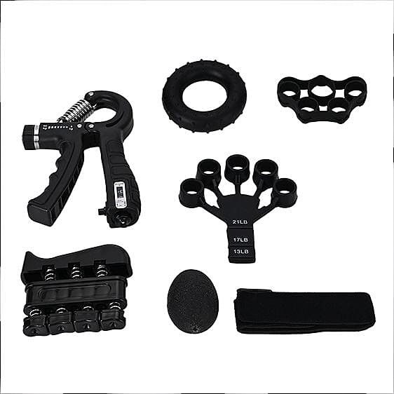 Soulsmart 6-in-1 Grip Strength Training Set - Adjustable Gripper, Rings, Balls, & Finger Exercisers - Black