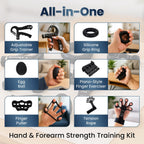 Soulsmart 6-in-1 Grip Strength Training Set - Adjustable Gripper, Rings, Balls, & Finger Exercisers - Black
