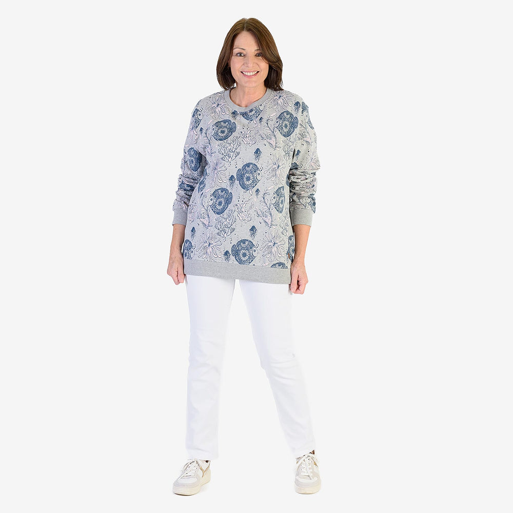 Soulstar Cotton Flower Printed Sweatshirt (Size S) - Grey