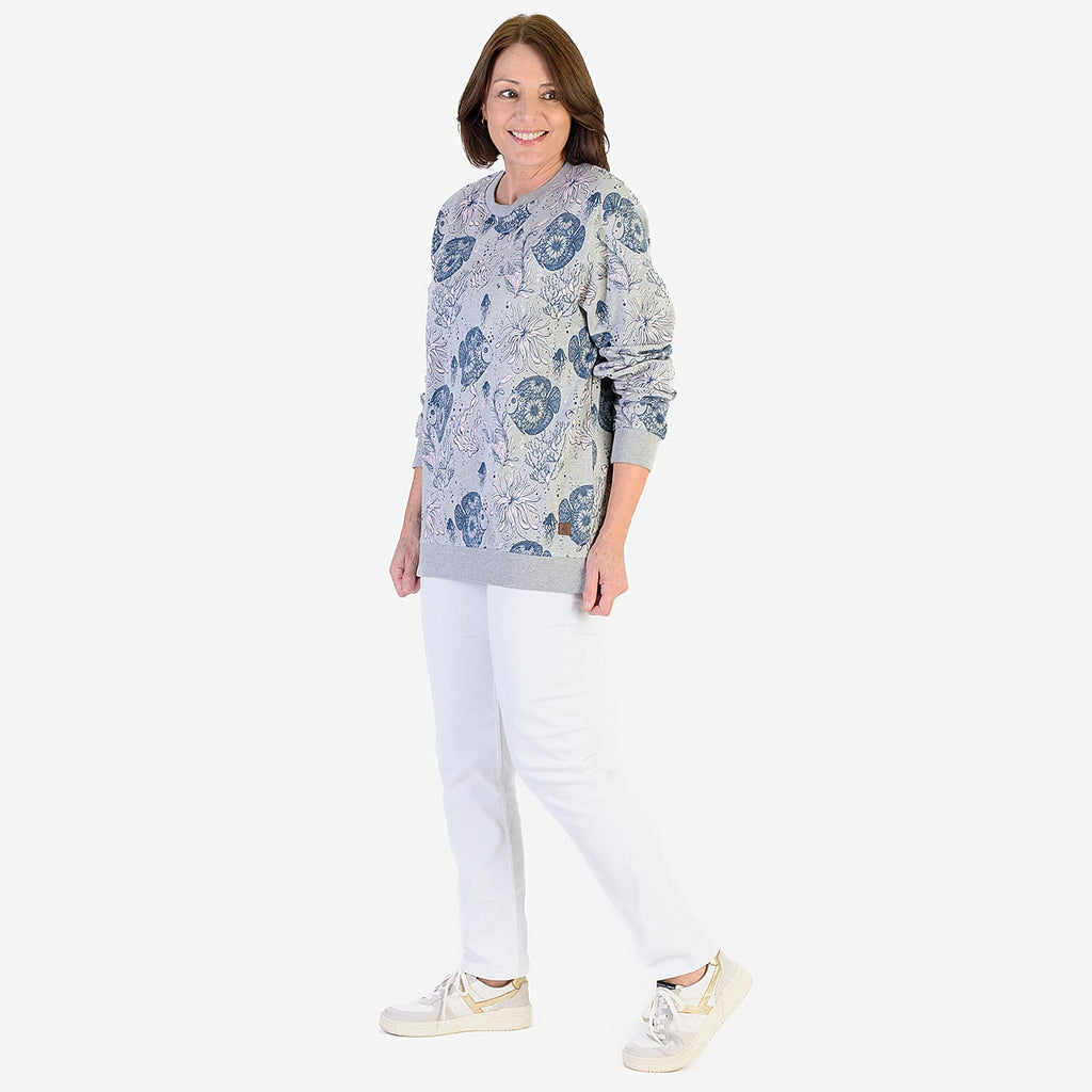 Soulstar Cotton Flower Printed Sweatshirt (Size S) - Grey