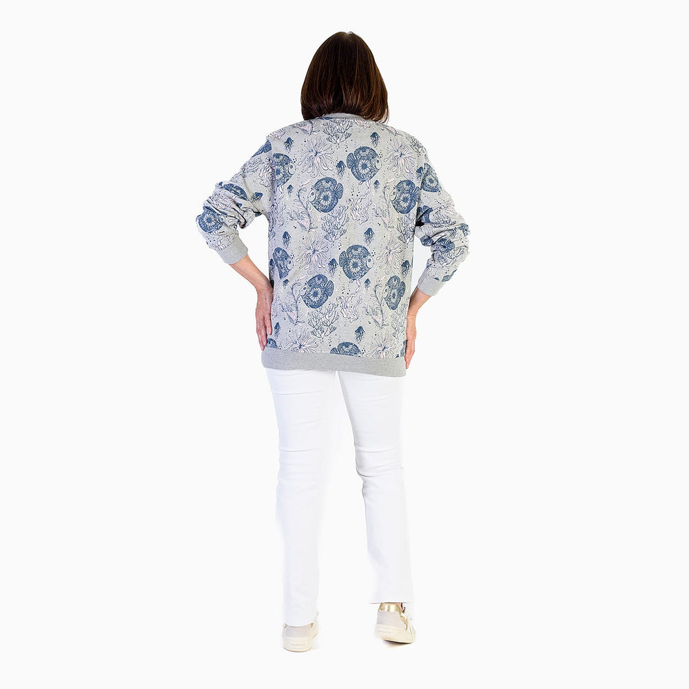 Soulstar Cotton Flower Printed Sweatshirt (Size S) - Grey