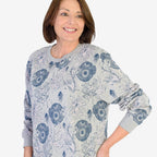 Soulstar Cotton Flower Printed Sweatshirt (Size S) - Grey