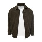 Soulstar Mens Full-Zip Cordoroy Jacket With Collar (Size L) - Khaki