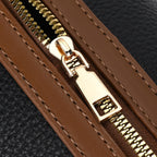 Leatherette Satchel Crossbody Bag with Handle Drop - Black - Coffee