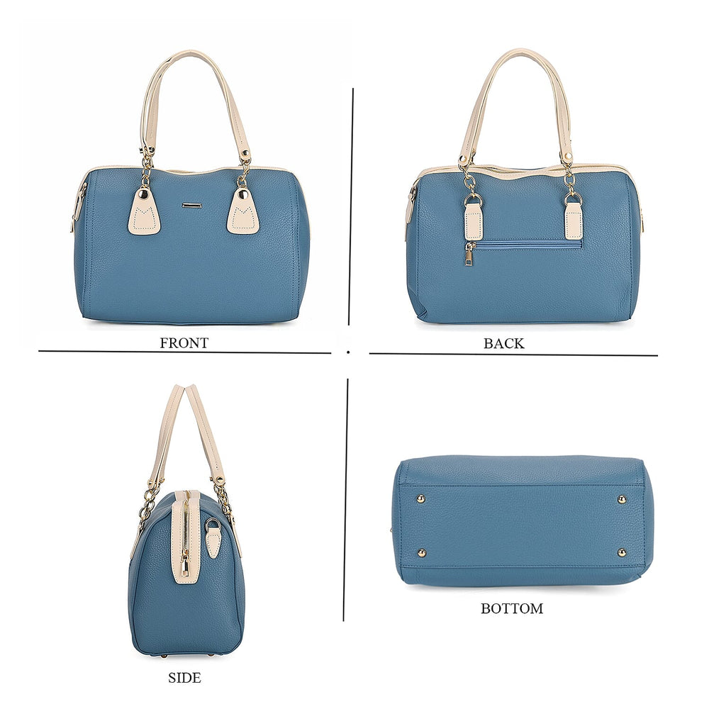 One Time Designer Closeout - Fully Lined Luxury Handbag With Adjustable Cross Body Strap - Blue