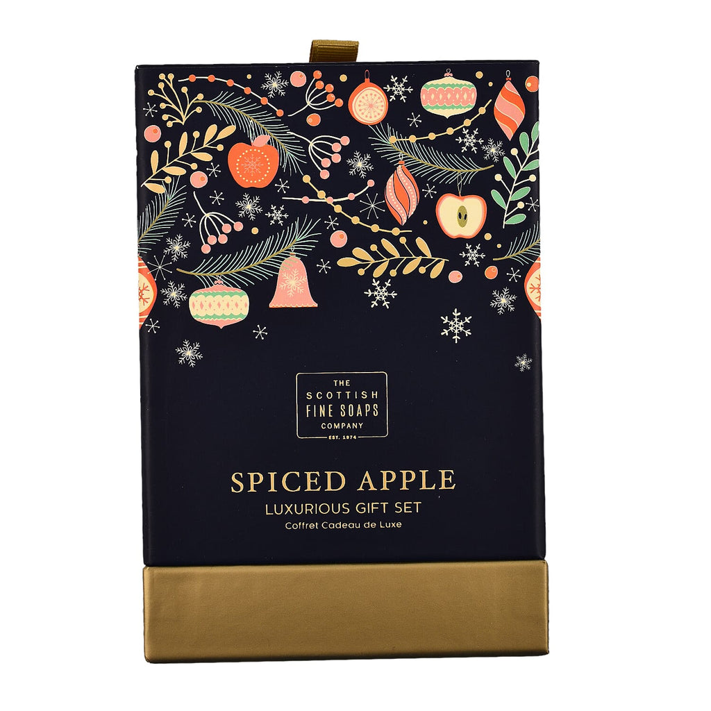 Scottish Fine Soaps - Spiced Apple Luxurious Gift Set 3x75ml Tubes, 1x40g Soap, Drum
