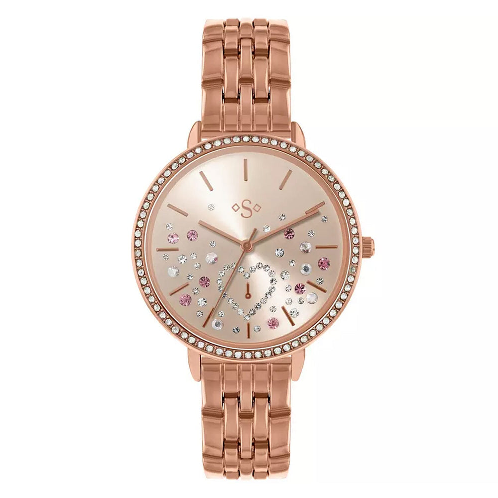 Deal of Year-Spirit Quartz Movt. Analogue Classic Silver Dial Rose Case Ladies Watch with Rose Metal Strap