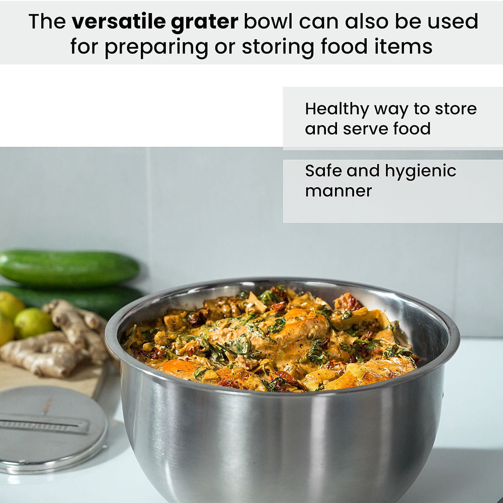 Splash Bowl with Antiskid Base with 3 Graters (Size 20x16 cm) - Silver