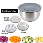 Splash Bowl with Antiskid Base with 3 Graters (Size 20x16 cm) - Silver