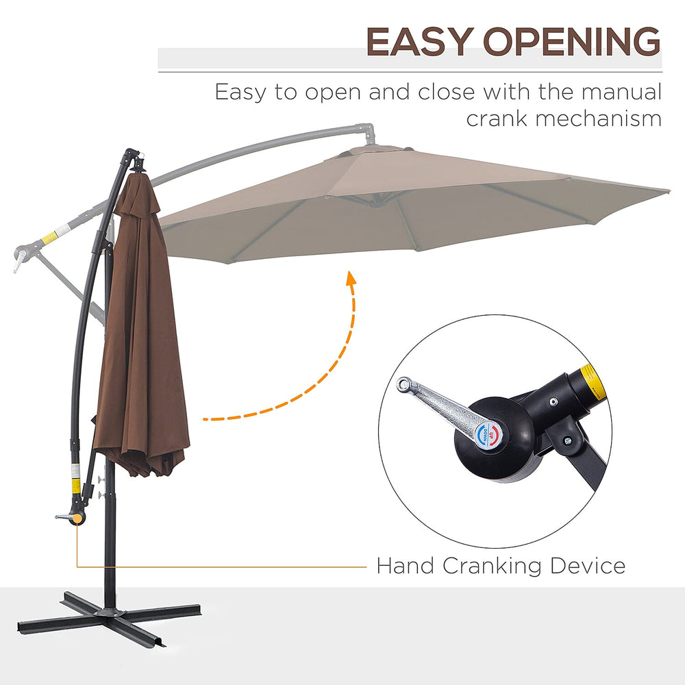 Outdoors Parasol Open and Close with Crank  (Size 330x292x262 cm) - Brown