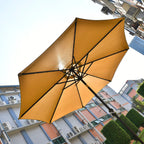 Outdoor Parasol with Solar LED Lights and Solid Base, 2.7m Diameter, 2.5m height - Beige