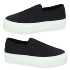 Spot On Collection Canvas Slip-On Shoes With Platform Sole (Size 5) - Black