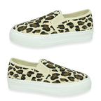 Spot On Collection Leopard Print Canvas Slip-On Shoes With Platform Sole (Size 5) - Leopard