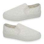 Spot On Collection Quilted Slip-On Trainers With Platform Sole (Size 3) - White