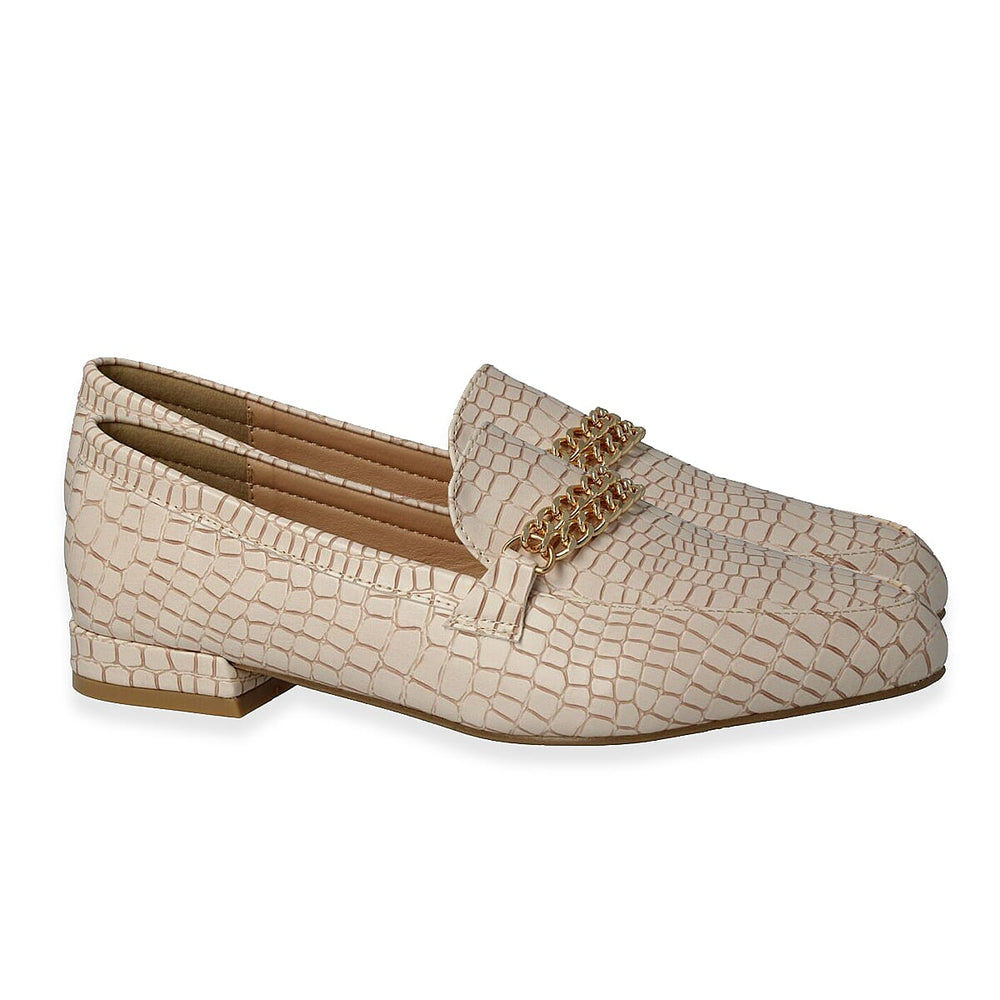 Down To Earth Elegant Suede Pointed Toe Block Heel Loafers (Size 3) - Nude