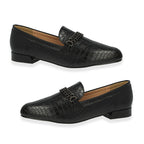 Down To Earth Elegant Suede Pointed Toe Block Heel Loafers (Size 5) - Black