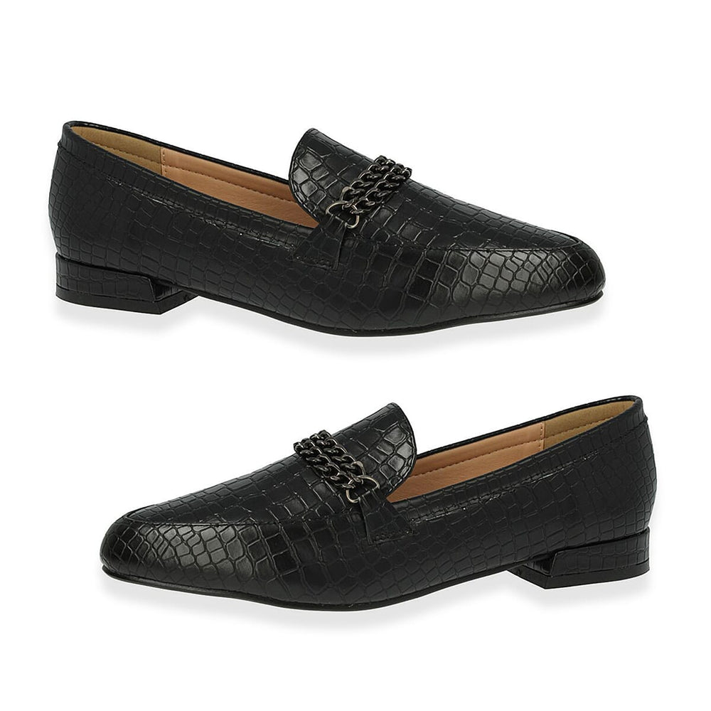 Down To Earth Elegant Suede Pointed Toe Block Heel Loafers (Size 7) - Black