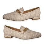 Down To Earth Elegant Suede Pointed Toe Block Heel Loafers (Size 7) - Nude