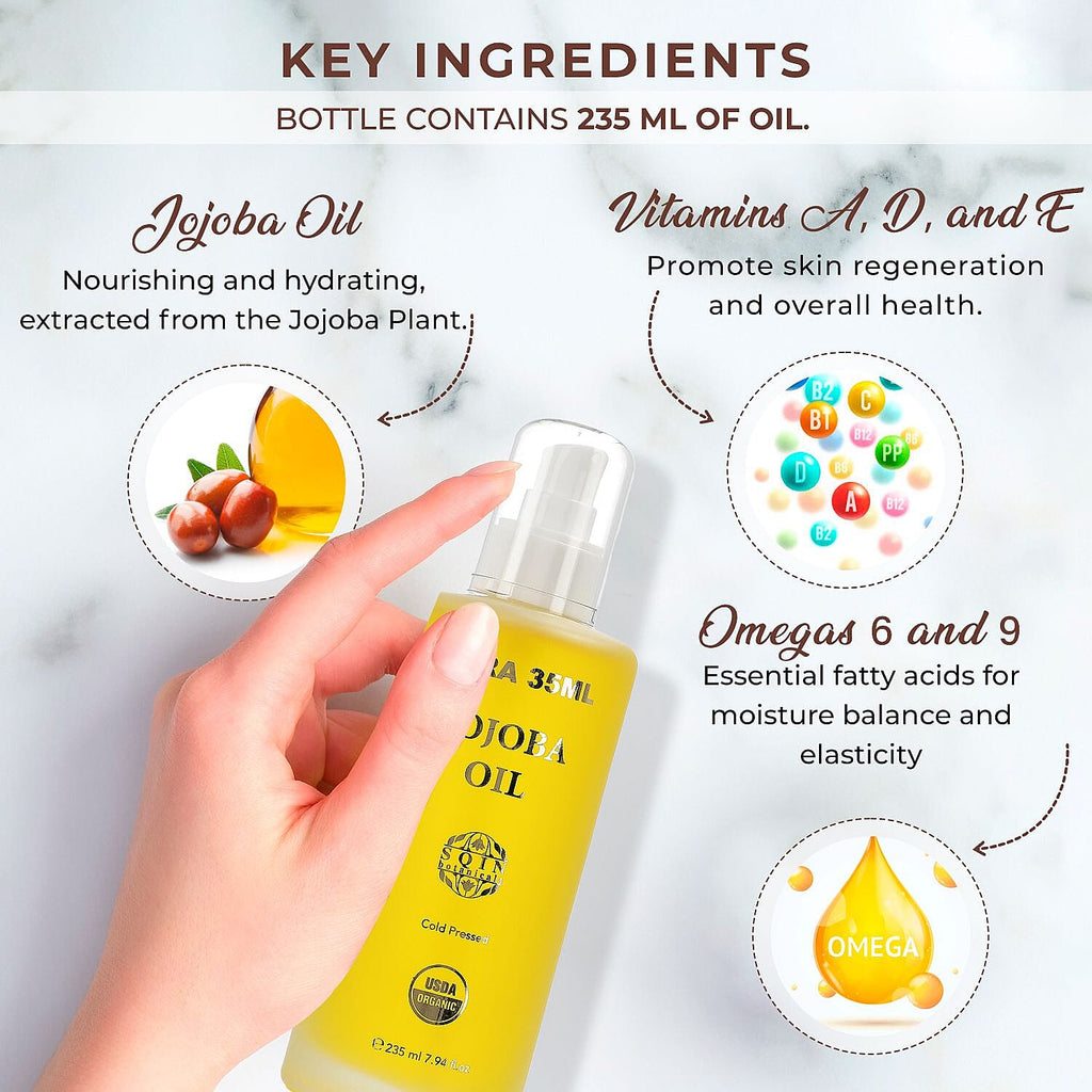 Sqin Botanicals Cold Pressed Natural Jojoba Oil - 200 ml -EXTRA 35 ml
