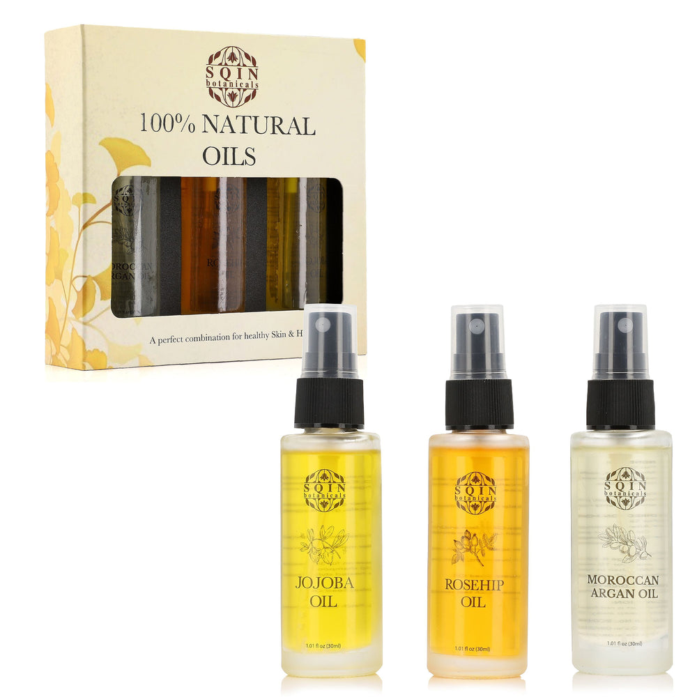 MONDAY MEGA DEAL - Sqin Botanicals Set of 3 Oils - Moringa Oil,  Argan Oil & Rosehip Oil (30ml each)