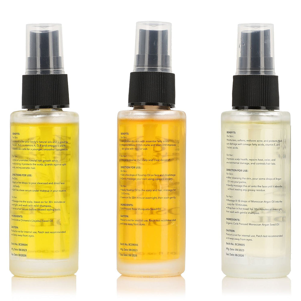 MONDAY MEGA DEAL - Sqin Botanicals Set of 3 Oils - Moringa Oil,  Argan Oil & Rosehip Oil (30ml each)