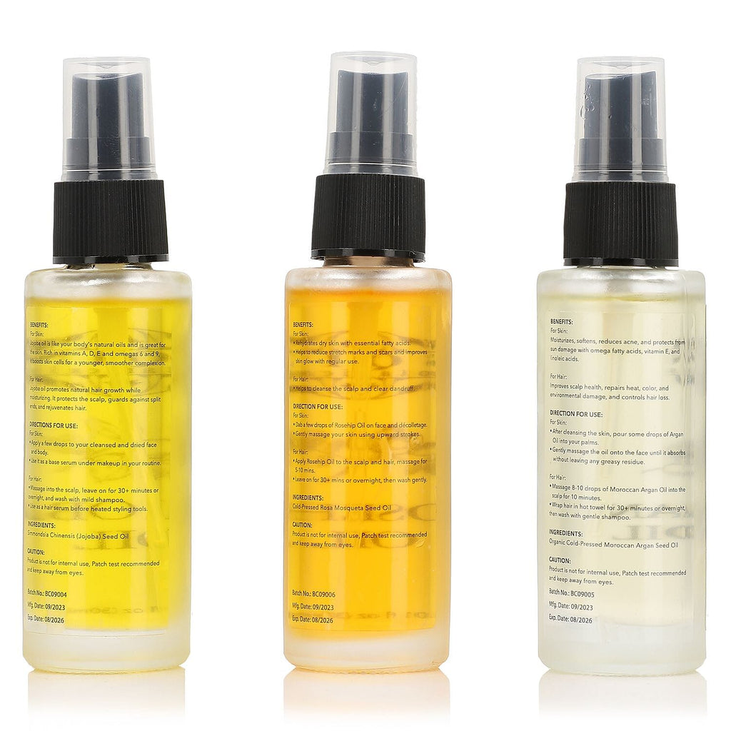 MONDAY MEGA DEAL - Sqin Botanicals Set of 3 Oils - Moringa Oil,  Argan Oil & Rosehip Oil (30ml each)