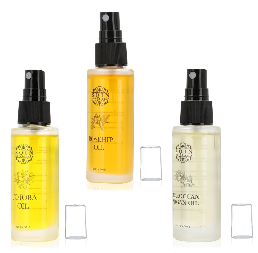 MONDAY MEGA DEAL - Sqin Botanicals Set of 3 Oils - Moringa Oil,  Argan Oil & Rosehip Oil (30ml each)