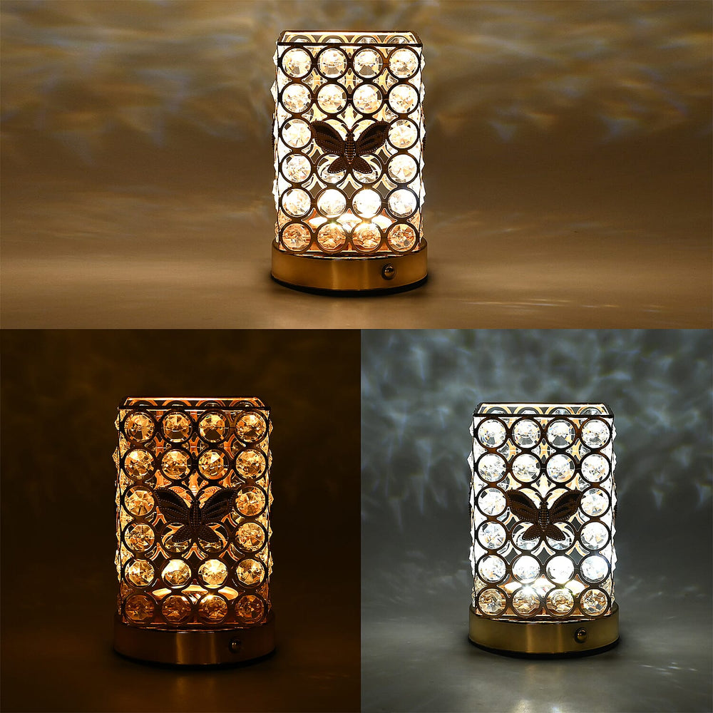 Crystal Table Lamp - Rechargable - 3 Light Modes -  Touch Control LED Table Lamp
