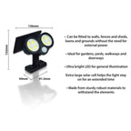 St Helens Twin LED Solar Security Lamp Wall and Floor Mount with Movement Sensor