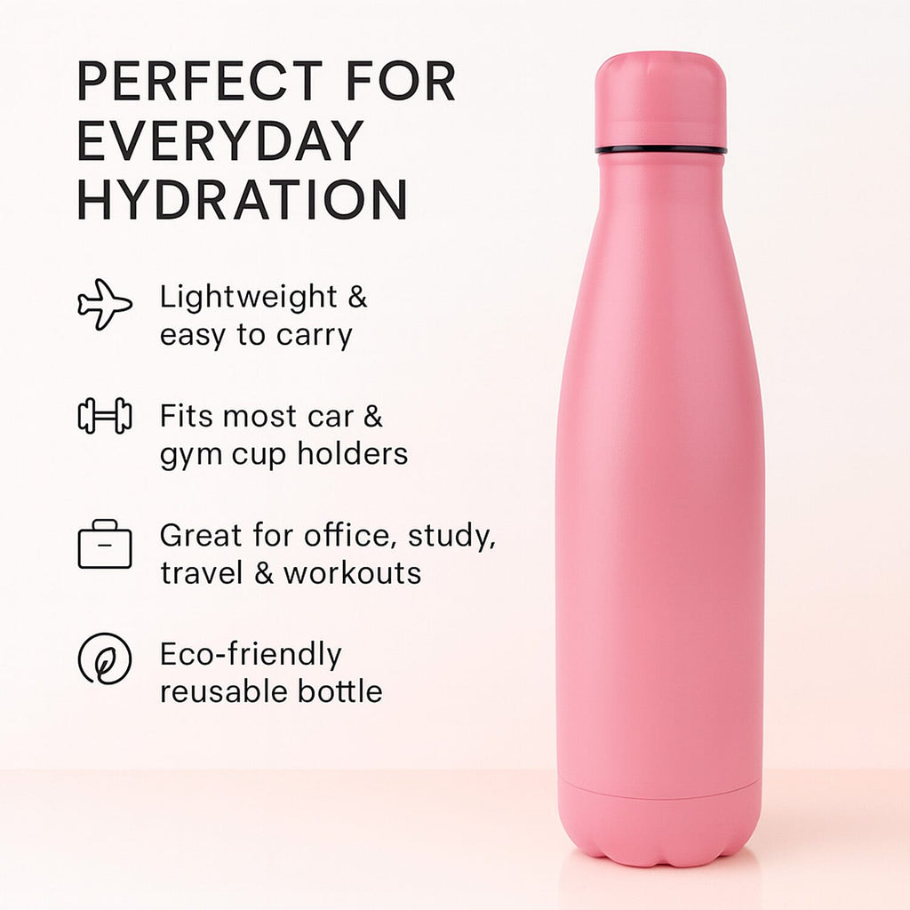 Stay Hydrated with HD Water Bottle (500ml) - Pink