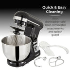 Tower Stand Mixer with 5L Stainless Steel Bowl And Dough Hook, Beater and Balloon Whisk - 1000w - Black