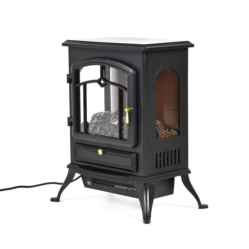 Electric Fireplace Heater (Size 390x565 mm) - Adjustable Flame Effect - Black 1000W-2000W