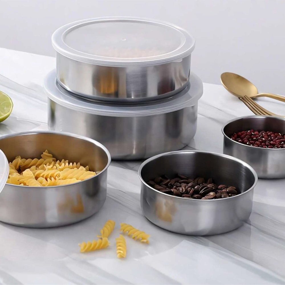 Latham - Hall 5 Piece Stainless Steel Food Storage Container Set with Lid - Not Dishwasher Safe