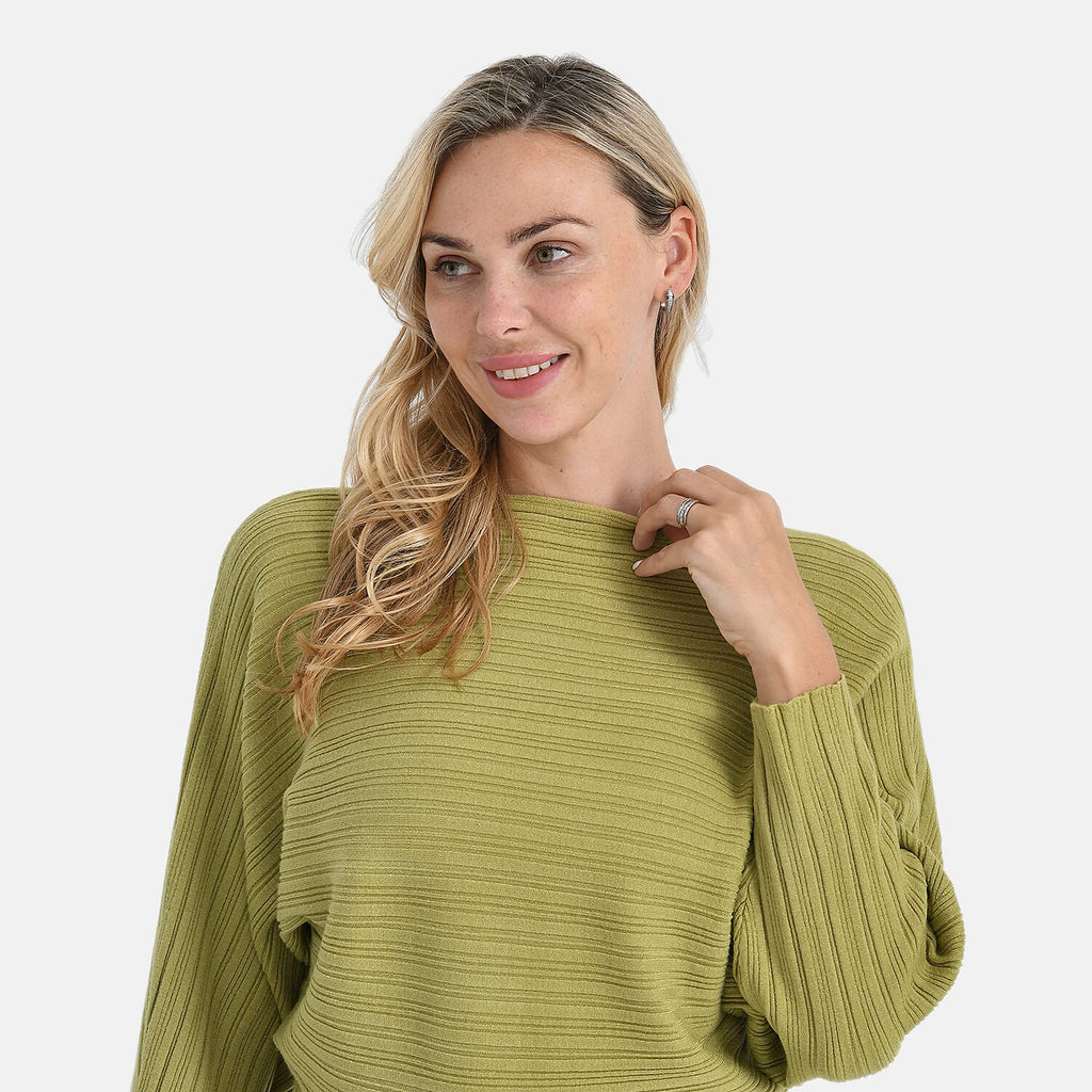 Styled by Boat Neck Batwing Jumper (One Size) - Green