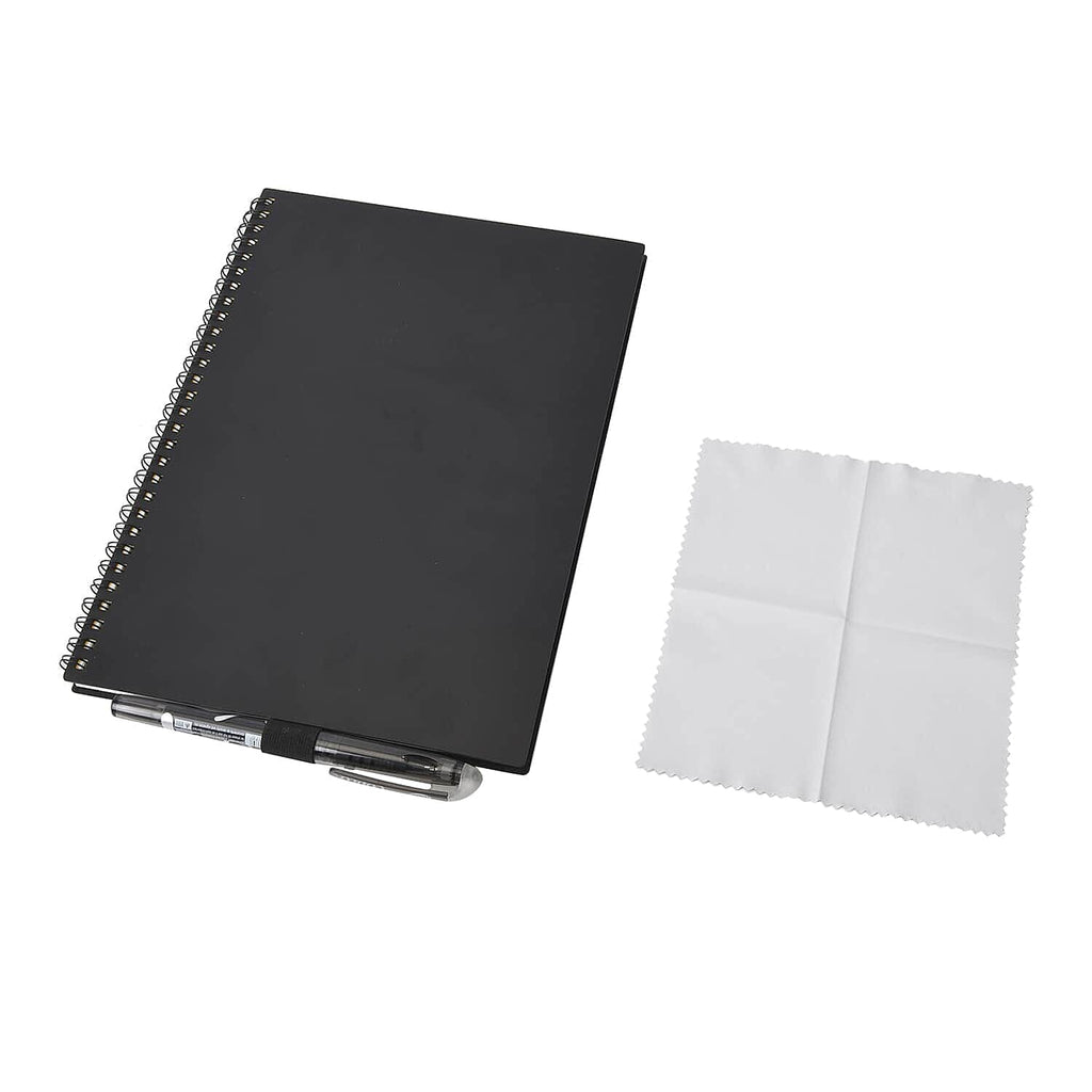 A5 Smart Reusable Forever Notebook (40 Sheets) with Erasable Pen and Wiper- Black
