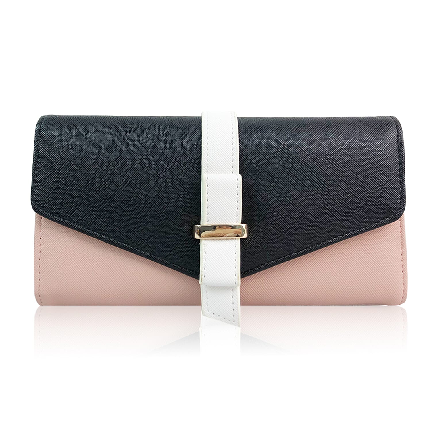 Leatherette Stefanie Colour Block Purse - Nude