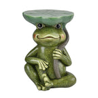 Charming Magnesium Oxide Frog Stool with Lily Pad Top - Garden Decoration (Size 32x30x42 cm) - Green