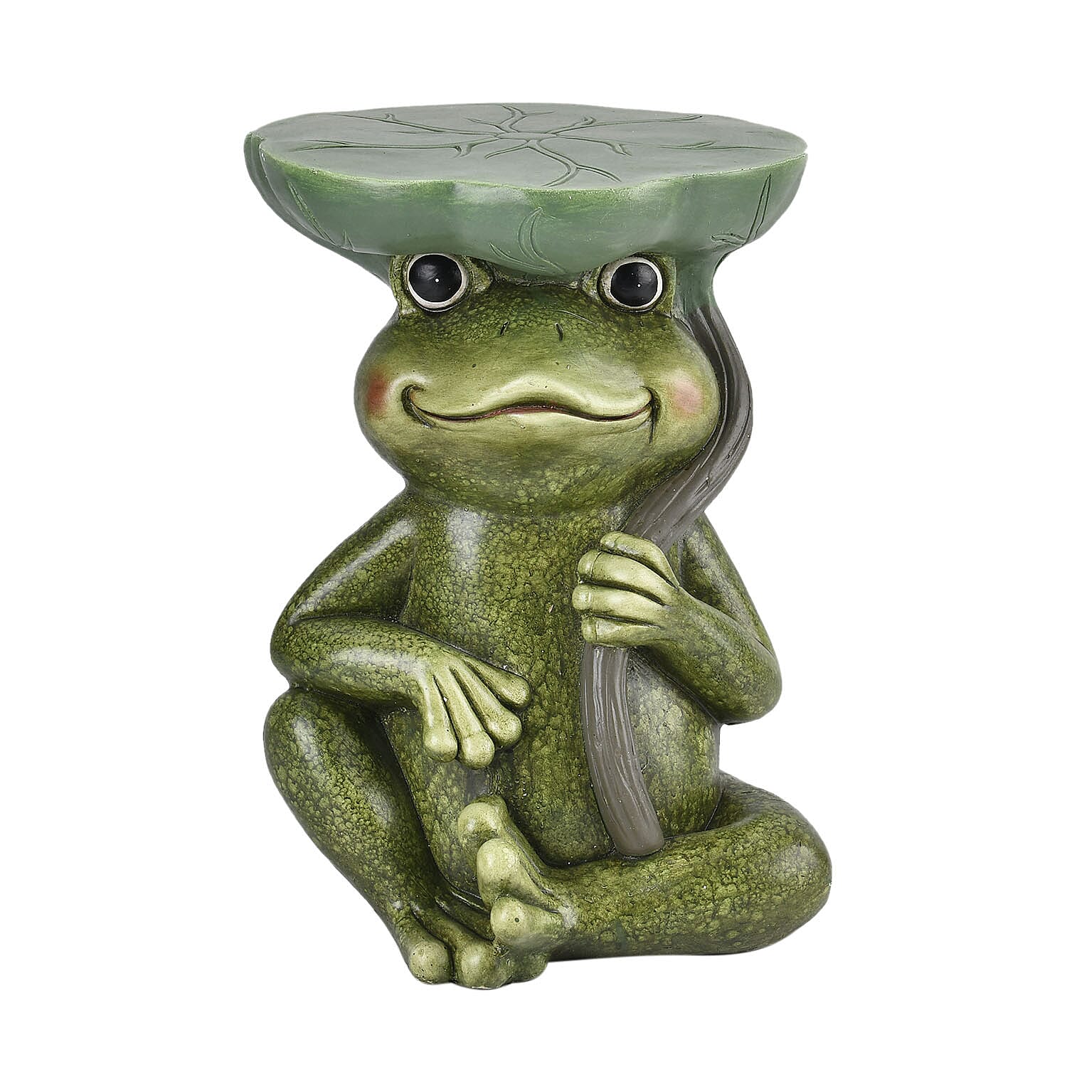 Charming Magnesium Oxide Frog Stool with Lily Pad Top - Garden Decoration (Size 32x30x42 cm) - Green