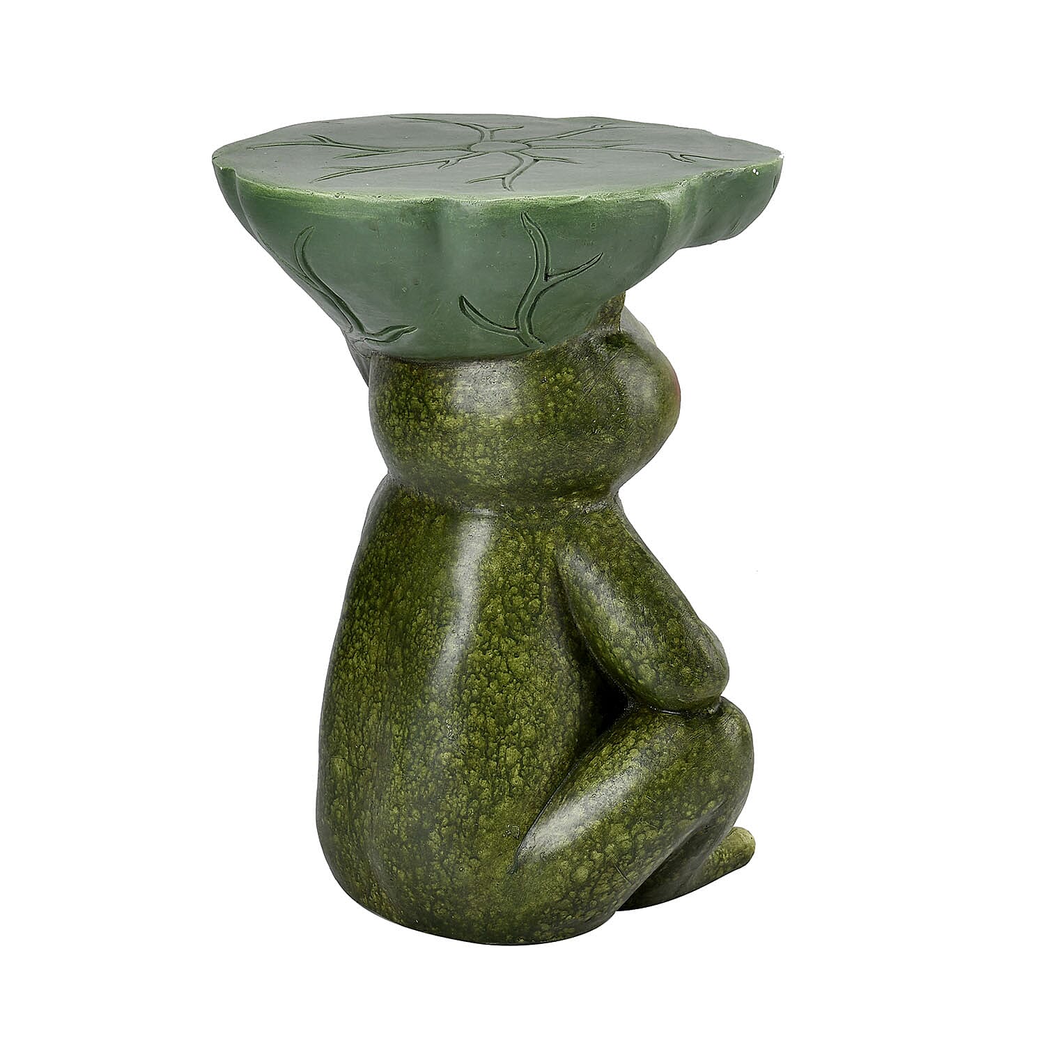 Charming Magnesium Oxide Frog Stool with Lily Pad Top - Garden Decoration (Size 32x30x42 cm) - Green