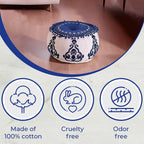 Cotton Ottoman With Embroidery (Size 40x25 cm) - Blue