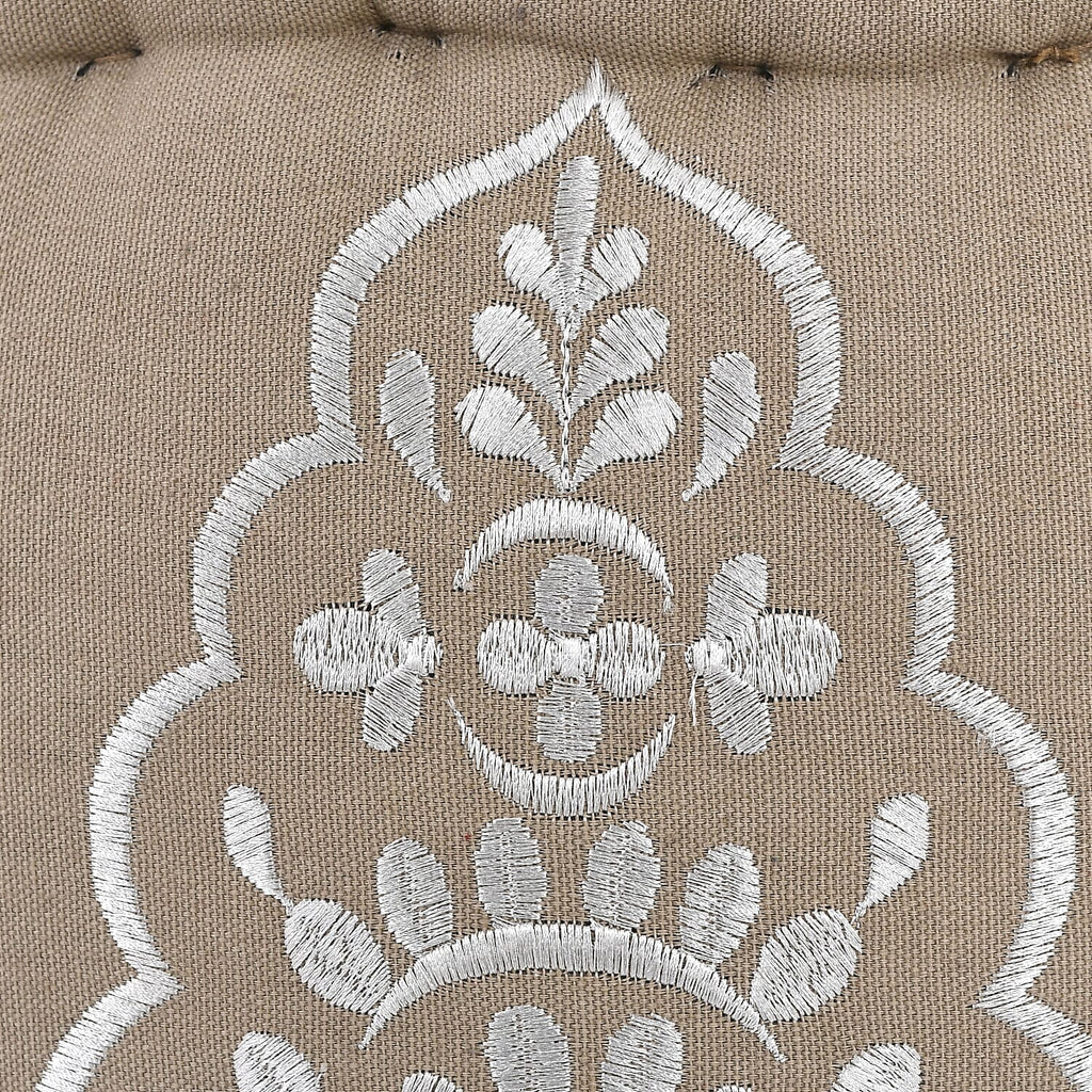 Cotton Ottoman With Embroidery (Size 40x25 cm) - White