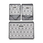Set of 3 Foldable Storage Boxes (Size 26x17x17 cm) - Grey