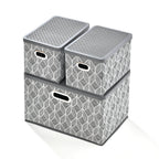 Set of 3 Foldable Storage Boxes (Size 26x17x17 cm) - Grey