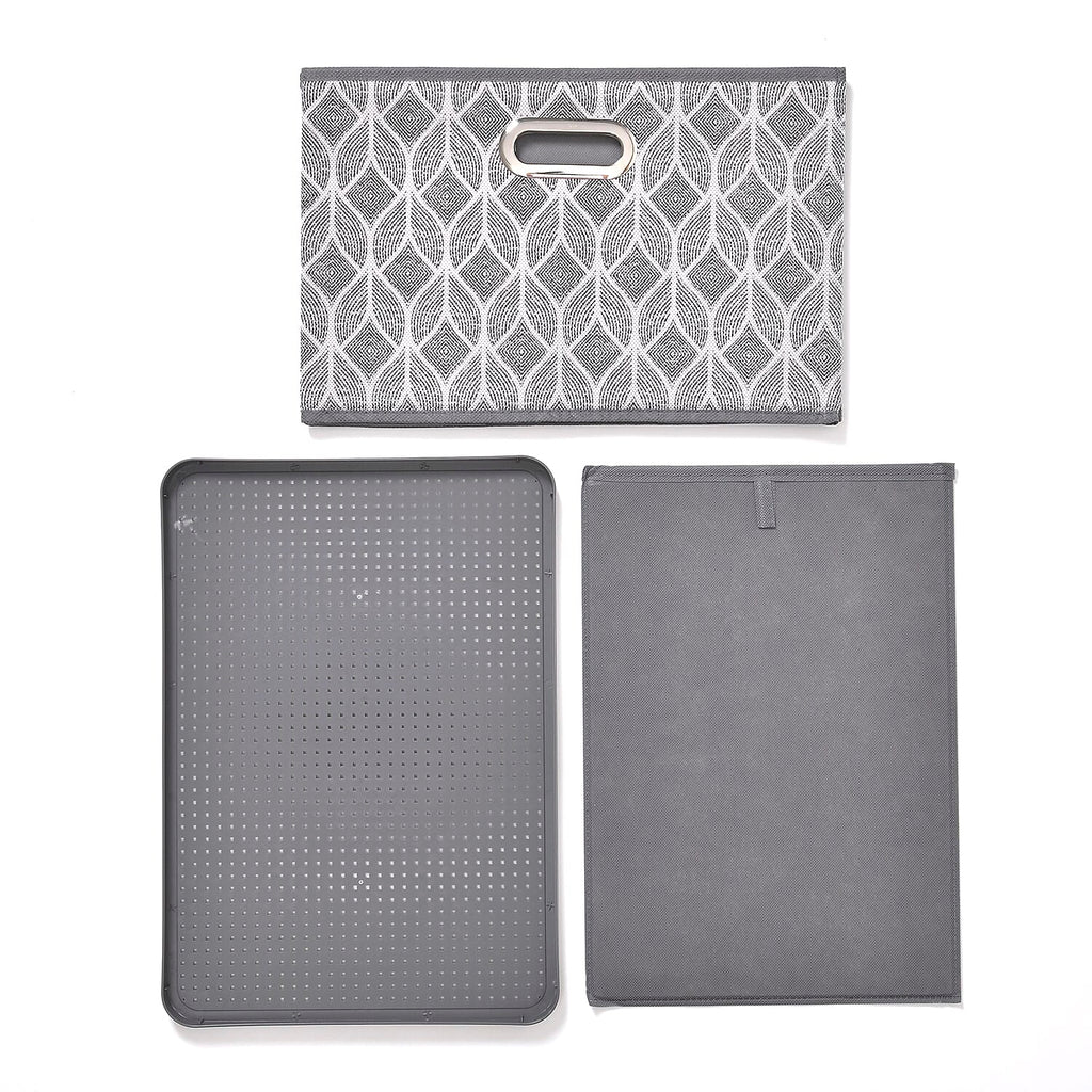 Set of 3 Foldable Storage Boxes (Size 26x17x17 cm) - Grey