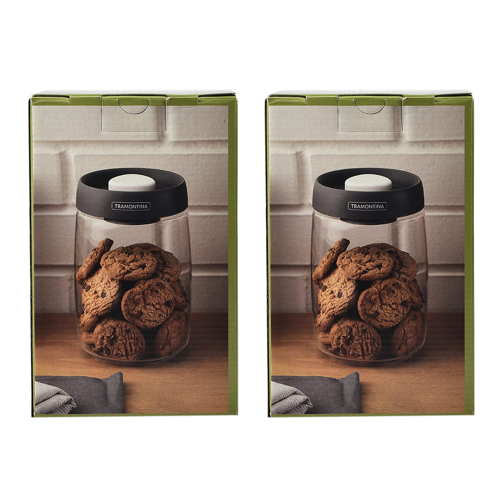 Tramontina Glass Vacuum Container with Lid (2 x 1.20L)