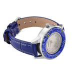 STRADA Murano Style Glass Ring PC21S Japanese Quartz Movt. Steel Plated Watch with White Dial and Blue Leather Strap