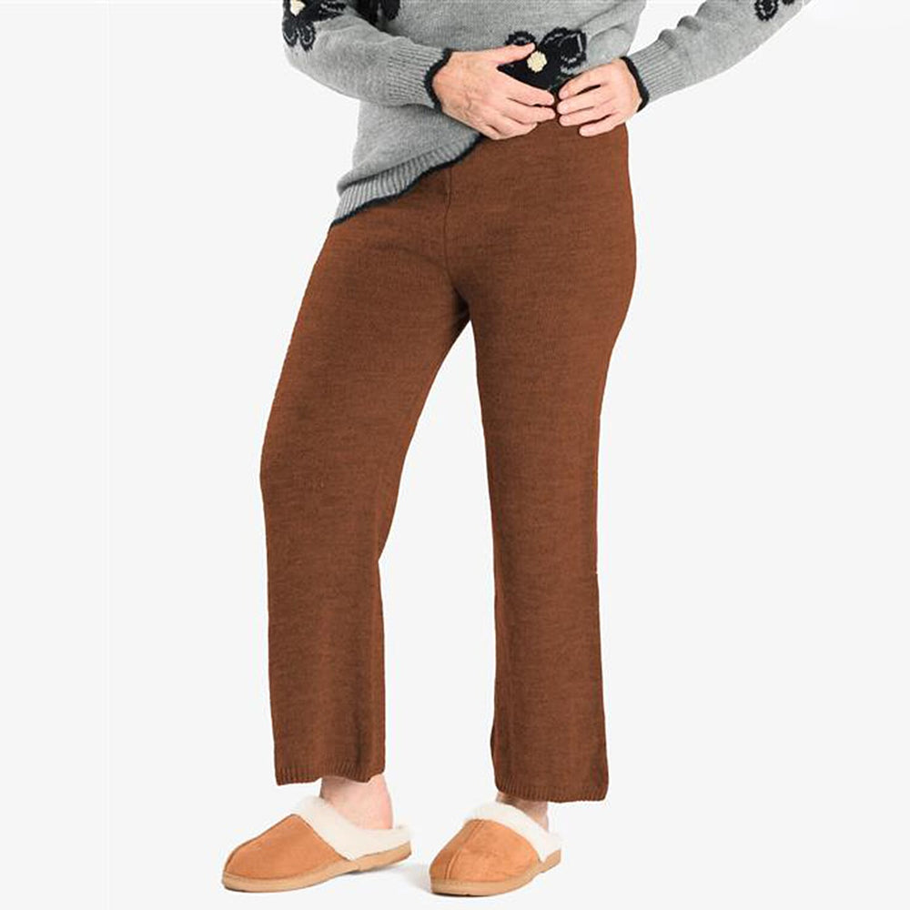 Straight Fit Knitted Trouser (Size 10 to 20) - Brown