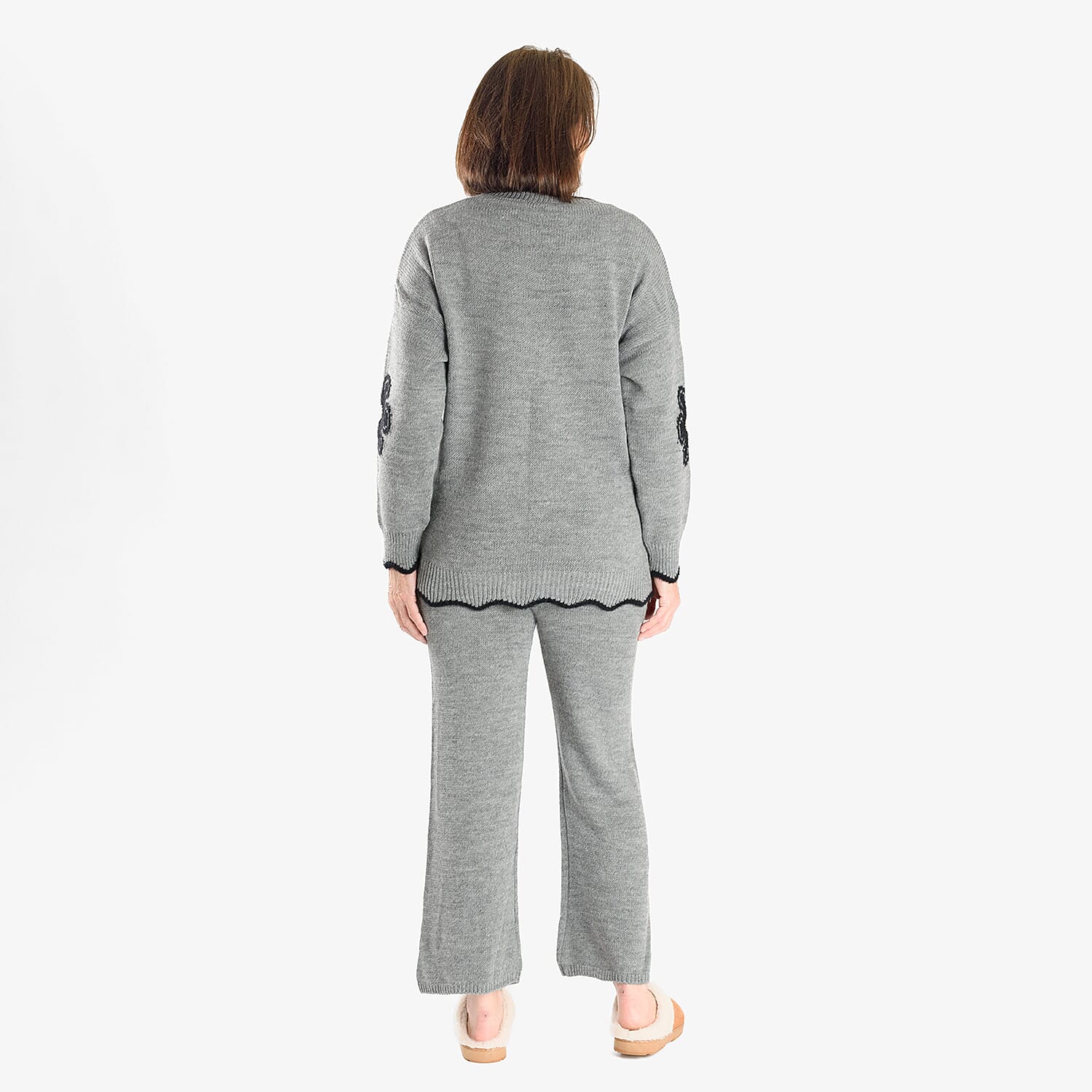 Straight Fit Knitted Trouser (Size 10 to 20) - Grey
