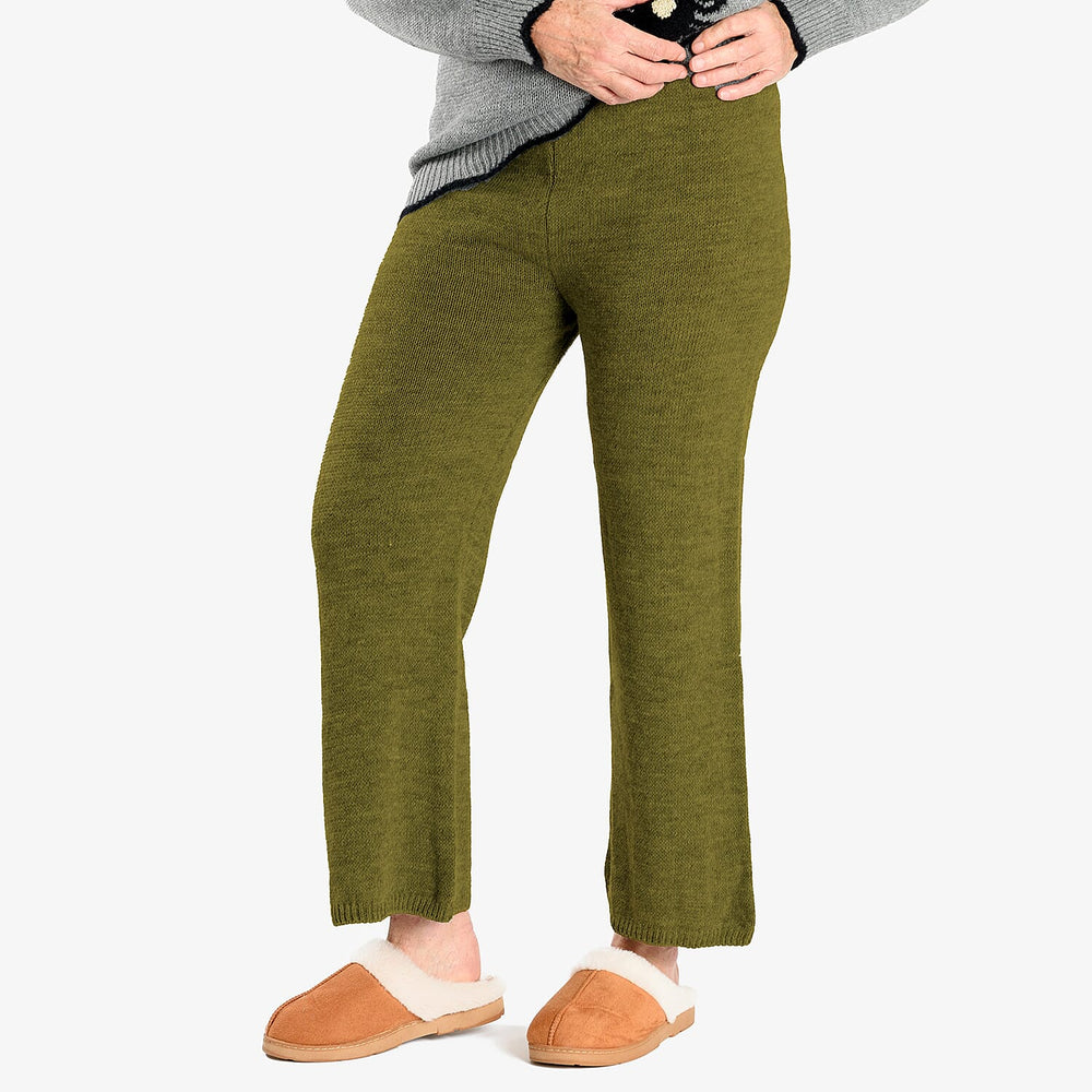 Straight Fit Knitted Trouser (Size 10 to 20) - Olive