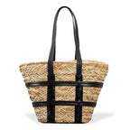 Leather Strap Belt Tote Bag - Black
